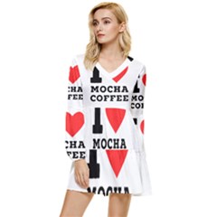 I Love Mocha Coffee Tiered Long Sleeve Mini Dress by ilovewhateva