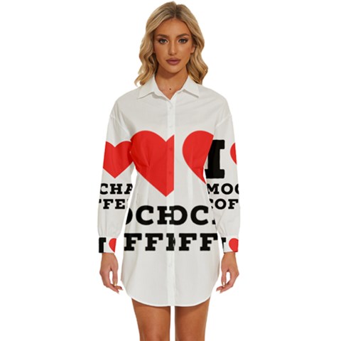 I Love Mocha Coffee Womens Long Sleeve Shirt Dress by ilovewhateva