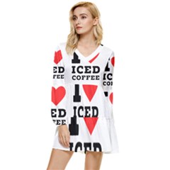 I Love Iced Coffee Tiered Long Sleeve Mini Dress by ilovewhateva