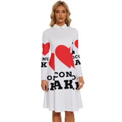 I Love Coconut Cake Long Sleeve Shirt Collar A-line Dress by ilovewhateva