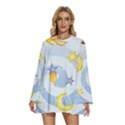 Science Fiction Outer Space Round Neck Long Sleeve Bohemian Style Chiffon Mini Dress View1