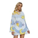 Science Fiction Outer Space Round Neck Long Sleeve Bohemian Style Chiffon Mini Dress View3