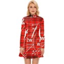 Geometry Mathematics Cube Long Sleeve Velour Longline Dress View1