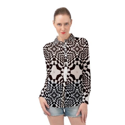 Tile Repeating Pattern Texture Long Sleeve Chiffon Shirt by Ndabl3x