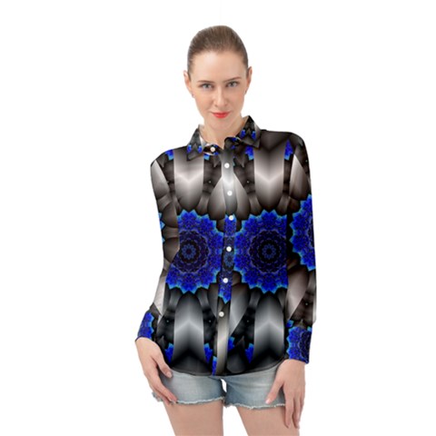 Kaleidoscope Abstract Round Long Sleeve Chiffon Shirt by Ndabl3x