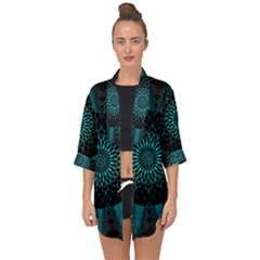 Ornament District Turquoise Open Front Chiffon Kimono by Ndabl3x