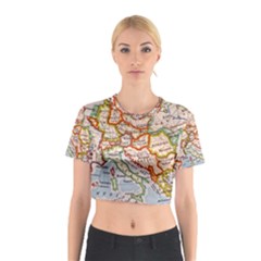 Map Europe Globe Countries States Cotton Crop Top by Ndabl3x