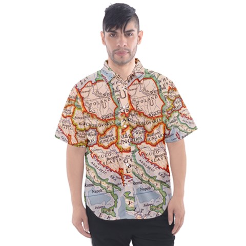 Map Europe Globe Countries States Men s Short Sleeve Shirt by Ndabl3x