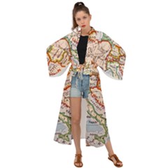 Map Europe Globe Countries States Maxi Kimono by Ndabl3x