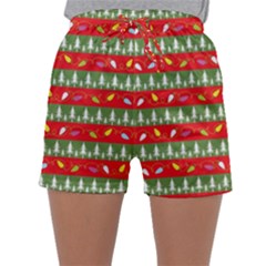 Christmas Papers Red And Green Sleepwear Shorts by Ndabl3x