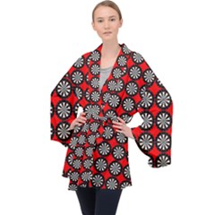 Dart Board Target Game Long Sleeve Velvet Kimono  by Ndabl3x