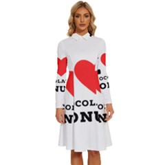 I Love Chocolate Donut Long Sleeve Shirt Collar A-line Dress by ilovewhateva