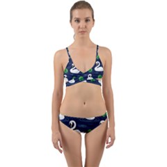 Swan Pattern Elegant Design Wrap Around Bikini Set by Vaneshart