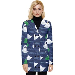 Swan Pattern Elegant Design Button Up Hooded Coat  by Vaneshart