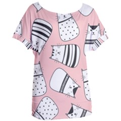 Cute Cats Cartoon Seamless-pattern Women s Oversized Tee by Vaneshart