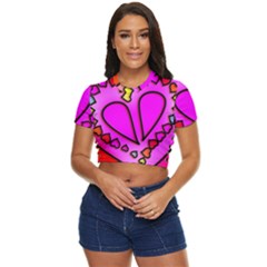 Stained Glass Love Heart Side Button Cropped Tee by Vaneshart