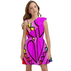 Stained Glass Love Heart Kids  One Shoulder Party Dress by Vaneshart