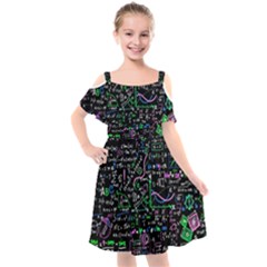 Math-linear-mathematics-education-circle-background Kids  Cut Out Shoulders Chiffon Dress by Vaneshart