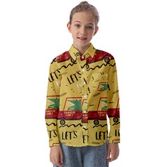 Childish-seamless-pattern-with-dino-driver Kids  Long Sleeve Shirt by Vaneshart