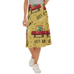 Childish-seamless-pattern-with-dino-driver Midi Panel Skirt by Vaneshart