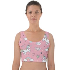 Cute-unicorn-seamless-pattern Velvet Crop Top by Vaneshart