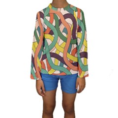 Snake Stripes Intertwined Abstract Kids  Long Sleeve Swimwear by Vaneshop