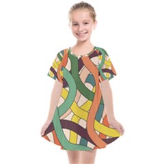 Snake Stripes Intertwined Abstract Kids  Smock Dress by Vaneshop