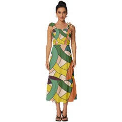 Snake Stripes Intertwined Abstract Tie-strap Tiered Midi Chiffon Dress by Vaneshop