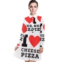 I love cheese pizza Long Sleeve Chiffon Shirt Dress View1