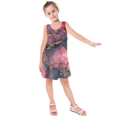 Pink Texture Resin Kids  Sleeveless Dress by Vaneshop