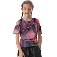 Pink Texture Resin Kids  Butterfly Cutout Tee by Vaneshop