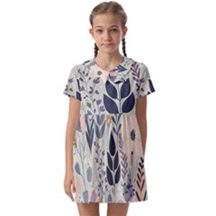 Flower Floral Pastel Kids  Asymmetric Collar Dress by Vaneshop