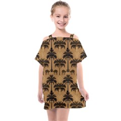 Camel Palm Tree Kids  One Piece Chiffon Dress by Vaneshop