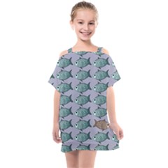 Fishes Pattern Background Theme Art Kids  One Piece Chiffon Dress by Vaneshop