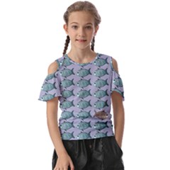 Fishes Pattern Background Theme Art Kids  Butterfly Cutout Tee by Vaneshop