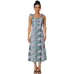 Fishes Pattern Background Theme Art Tie-strap Tiered Midi Chiffon Dress by Vaneshop