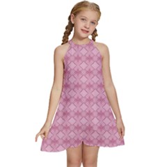 Pattern Print Floral Geometric Kids  Halter Collar Waist Tie Chiffon Dress by Vaneshop