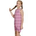 Pattern Print Floral Geometric Kids  Halter Collar Waist Tie Chiffon Dress View2