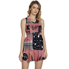 Floral Wall Art Sleeveless High Waist Mini Dress by Vaneshop