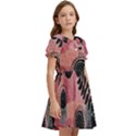 Abstract Pattern Floral Wall Art Kids  Bow Tie Puff Sleeve Dress View2