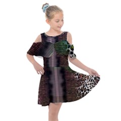 Leopard Animal Shawl Honeycomb Kids  Shoulder Cutout Chiffon Dress by Vaneshop