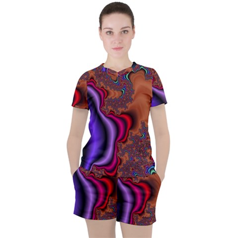 Colorful Piece Abstract Women s Tee And Shorts Set by Vaneshop