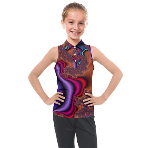 Colorful Piece Abstract Kids  Sleeveless Polo Tee by Vaneshop