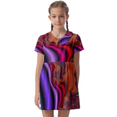 Colorful Piece Abstract Kids  Asymmetric Collar Dress by Vaneshop