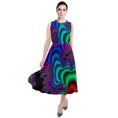 Abstract Piece Color Round Neck Boho Dress by Vaneshop