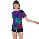 Abstract Piece Color Asymmetrical Short Sleeve Sports Tee View1