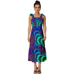 Abstract Piece Color Tie-strap Tiered Midi Chiffon Dress by Vaneshop