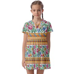 Flower Fabric Design Kids  Asymmetric Collar Dress by Vaneshop