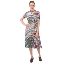 Abstract Background Ornamental Keyhole Neckline Chiffon Dress by Vaneshop