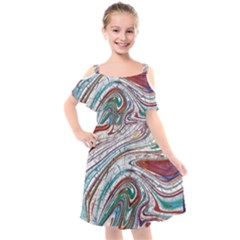 Abstract Background Ornamental Kids  Cut Out Shoulders Chiffon Dress by Vaneshop